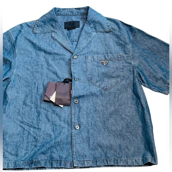 PRADA***Men’s Blue Denim Shirt***Large $2150 NWT - Picture 3 of 7